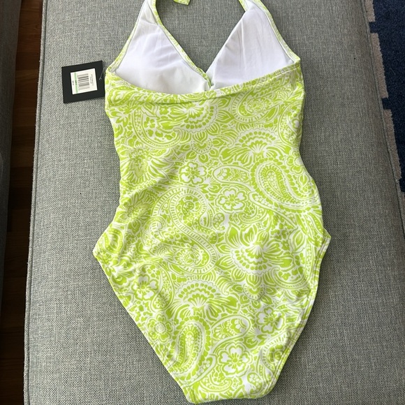 Ellen Tracy Green One Piece Swimsuit  Size 8 - Picture 6 of 10